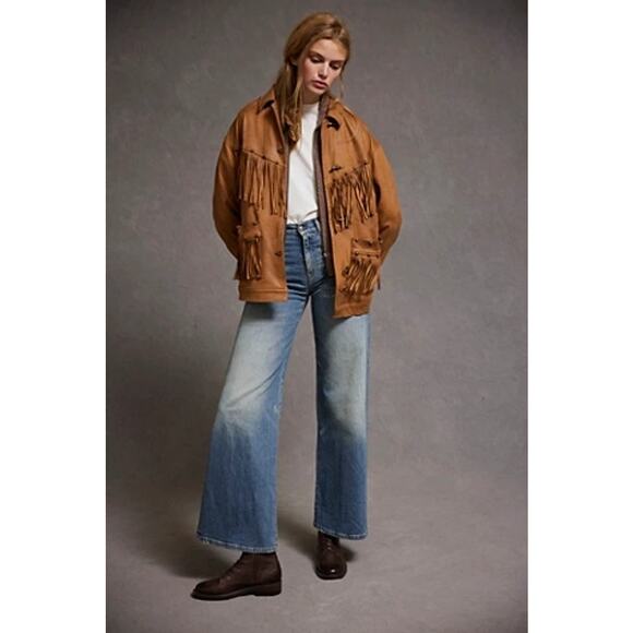 Free People Jackets & Blazers - We The Free Knox Vegan leather brown fringe jacket size small